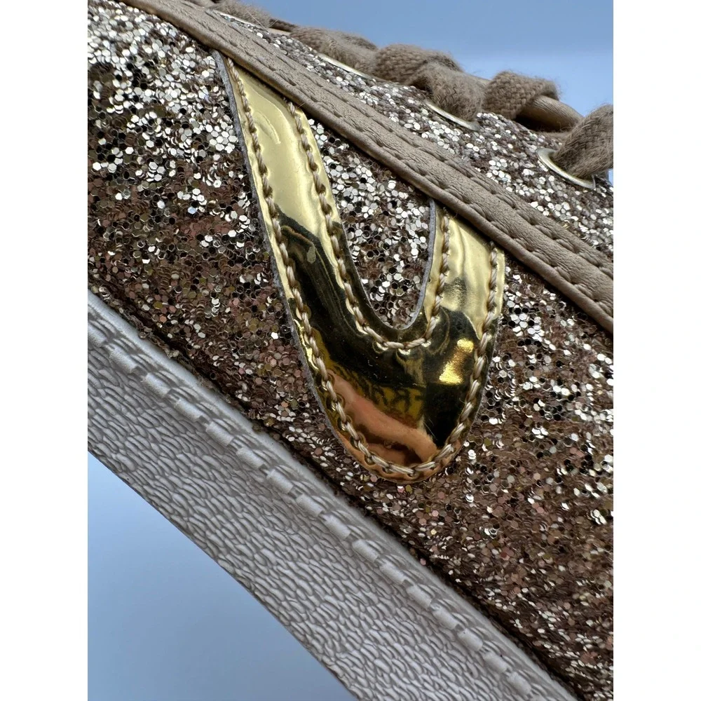 Tretorn Nylite Plus Glitter Plus Sneakers 7M Gold Sparkle Low Top Glam Shoes